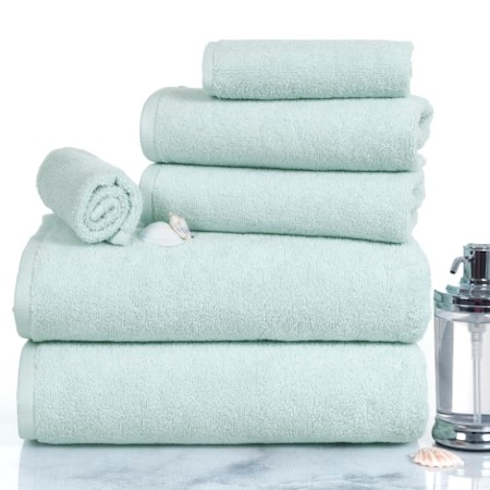 Hastings Home 6-piece 100 Percent Cotton Towel Set With 2 Bath Towels, 2 Hand Towels and 2 Washcloths (Seafoam) 523773KRS